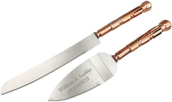 GIFTS INFINITY Personalized Wedding Cake Knife and Server Set with Engraving – Cake Cutting Utensil Set, Keepsake Gift for Wedding, Anniversary, Reception, Birthday & Other Occasions (CT-101RG)