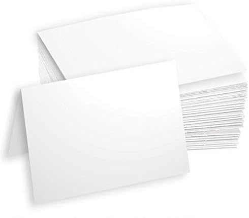 Hamilco White Cardstock Thick Paper - 3 1/2 x 4 7/8" Blank Folded Small A1 Cards - Greeting RSVP Invitations Stationary - Heavy weight 80 lb Card Stock for Printer - 100 Pack