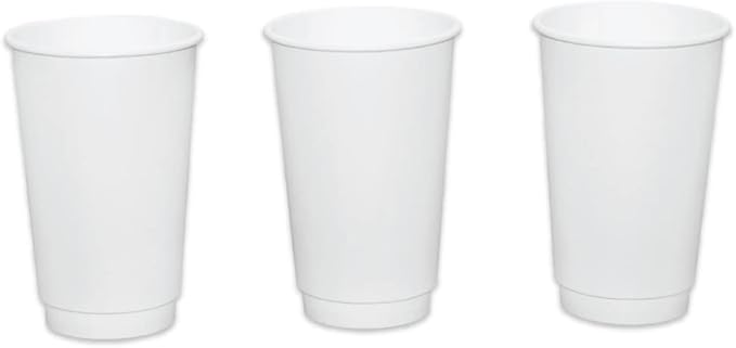 Insulated Paper Cups for Coffee & Tea Made in USA | Recyclable Double Wall Disposable To-Go Cups for Hot Beverages | Sturdy, Food Safe, and Eco-Friendly Hot Cups (16 oz, 200 Count)