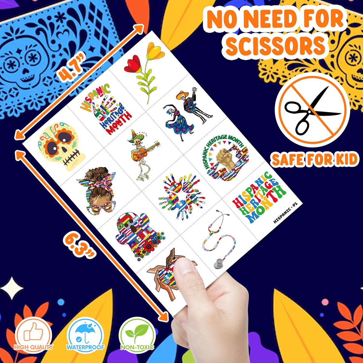 96-Piece Hispanic Heritage Month Temporary Tattoos