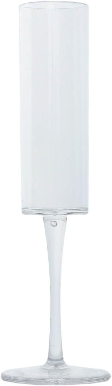 Efavormart 6 Pack | 6oz Clear Sleek Reusable Plastic Champagne Flute Glasses, Cylindrical Wine Mimosa Glass Goblet