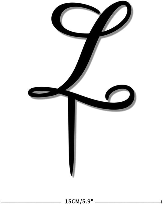Last Name L Cake Toppers Personalized Letters L Black Acrylic Happy Birthday Cake Toppers Mr And Mrs Monogram L Rustic Bride Shower Cake Decoration Gifts for Wedding Birthday Engagement
