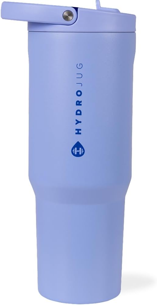 HydroJug Sport - Stainless Steel Tumbler with Straw, Vacuum Insulated, 40oz Leakproof Water Bottle, Ergonomic Design, Reusable, Dishwasher Safe, Rubber Base, Durable for Gym or Outdoors, Peri