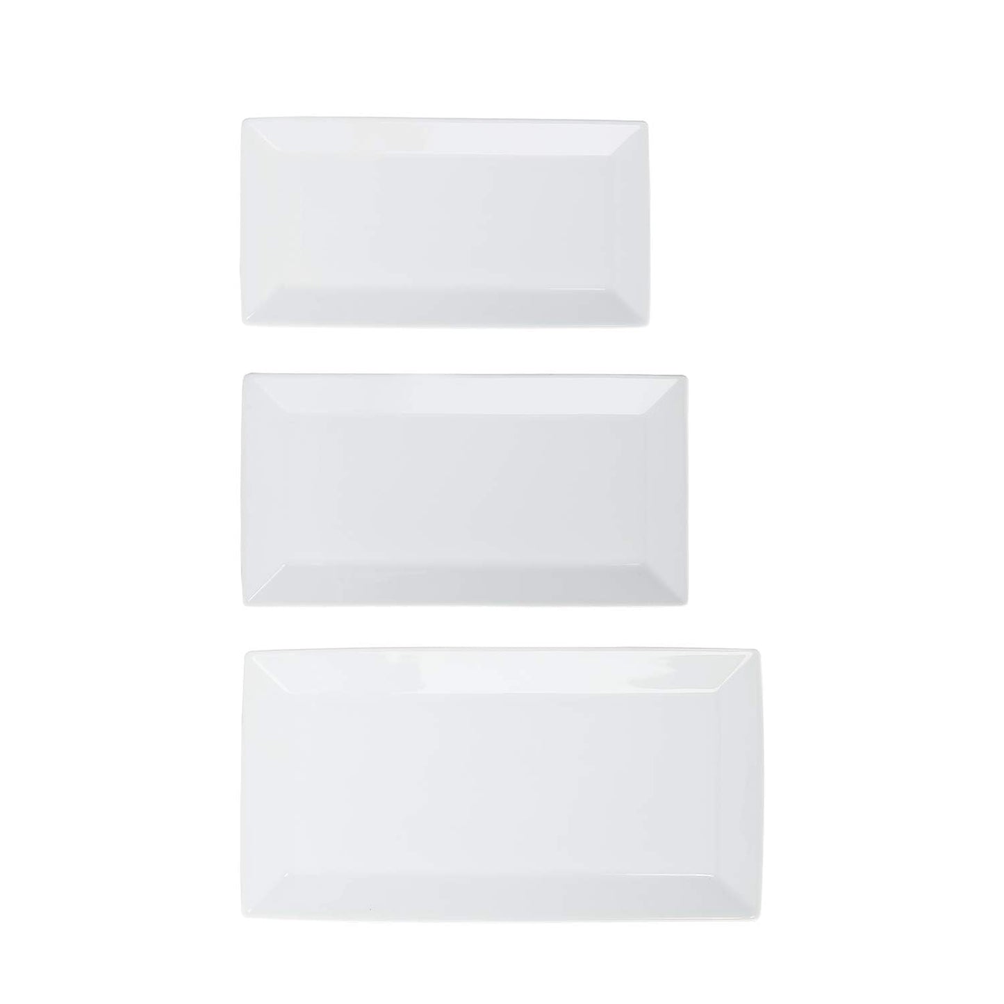 Amazon Basics 3-Piece Porcelain, Party Platter Appetizer, Dinner, Dessert Set, 12.75 inch, 11 inch, 10 inch, White