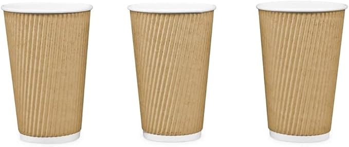 Ripple Paper Cups 16 oz 200 Pack for Coffee & Tea Made in USA | Bulk 200 Count for Home, Office, Restaurants & Coffee Shops | Recyclable, Insulated, & Disposable 16 Ounce To-Go Cups for Hot Beverages