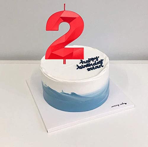 2.75in Tall 3D Diamond Shape Bright Red 9 Candles, Red Color Happy Birthday Cake Toppers Decorating and Celebrating for Adults/Kids Party/Family Baking (Bright Red Diamond Shaped 2.75in Number 9)