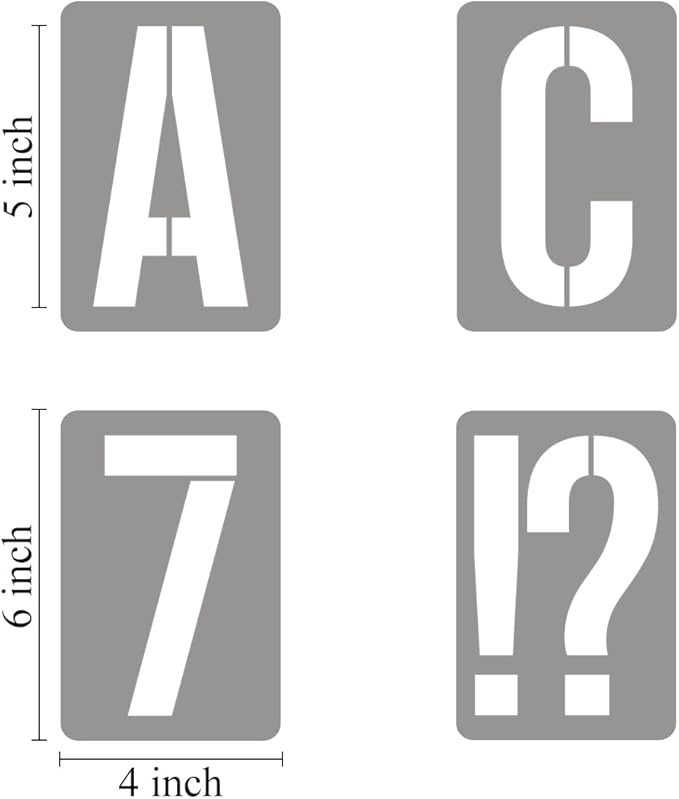 5 Inch Alphabet Letter Stencils for Painting - 42 Pack Letter and Number Stencil Templates with Signs for Painting on Wood, Reusable Numbers and Letters Stencils for Chalkboard Wood Signs & Wall Art