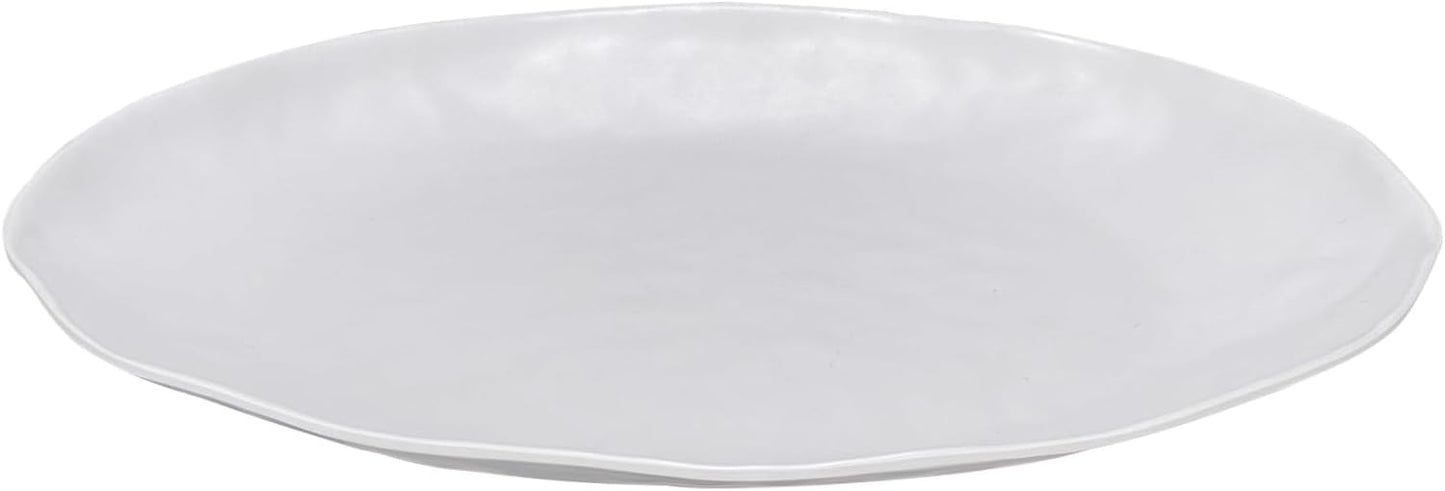 Yalin Oval Large Serving Platter, 16 Inch Melamine Serving Tray, Great for Restaurant, Steak, Salad and Everyday, Set of 2 White Dinner Plates