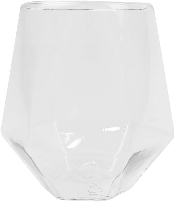Efavormart 12 Pack | Diamond Shaped 12oz Plastic Stemless Wine Glasses, Clear Disposable Shatterproof Whiskey Cups for Parties, Weddings, Picnics, Catered Events