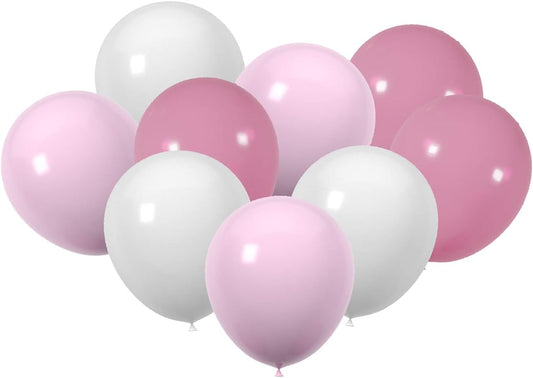 60 Count 12-Inch Pastel Pink And White Latex Balloons - Wedding Birthday Baby Shower Decorations, Spring Party Supplies