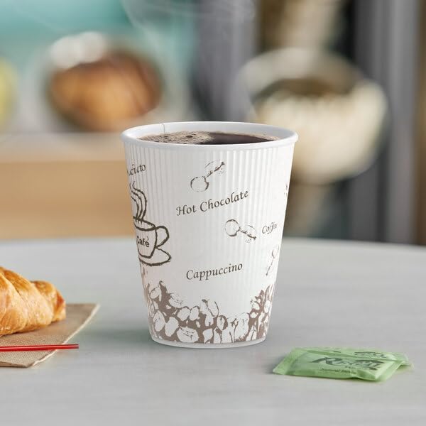 10 oz. Double Wall Bean Print Paper Hot Cup - 500/Case