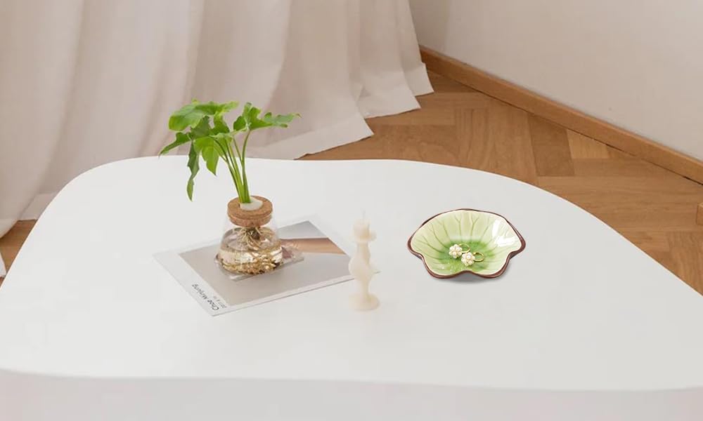 Ice Cracking Leaf Jewelry Dish, Decorative Ring Holder Small Trinket Tray Bowl, Gifts for Daughter Mom Friends, Grass Green.