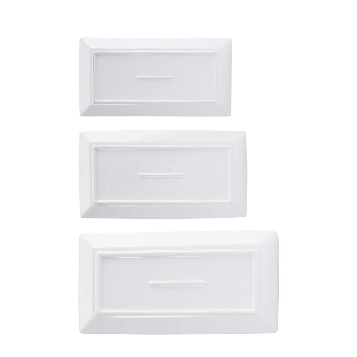 Amazon Basics 3-Piece Porcelain, Party Platter Appetizer, Dinner, Dessert Set, 12.75 inch, 11 inch, 10 inch, White
