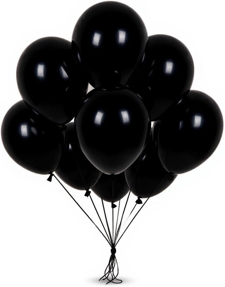 50 Pack 12 Inch Black Latex Balloons for Party Decorations, Thick Premium Balloons for Birthday, Halloween, Graduation, Corporate, Photo Backdrop, Arch & Garland, Air or Helium