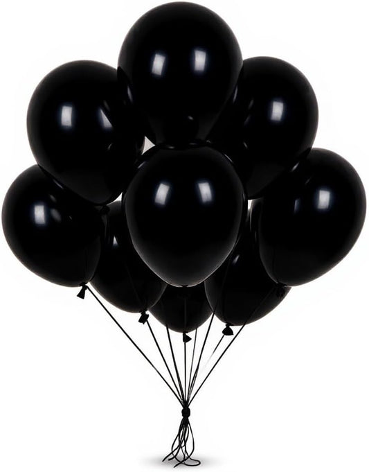 50 Pack 12 Inch Black Latex Balloons for Party Decorations, Thick Premium Balloons for Birthday, Halloween, Graduation, Corporate, Photo Backdrop, Arch & Garland, Air or Helium