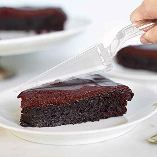 Fit Meal Prep 60 Pack 10 Inch Plastic Pie Server - Clear Disposable Cake Servers & Cutter Utensil, Heavy Duty Spatula for Serving Platter, Cutting Dessert, Pizza Pastry Slicer, Kitchen Knife