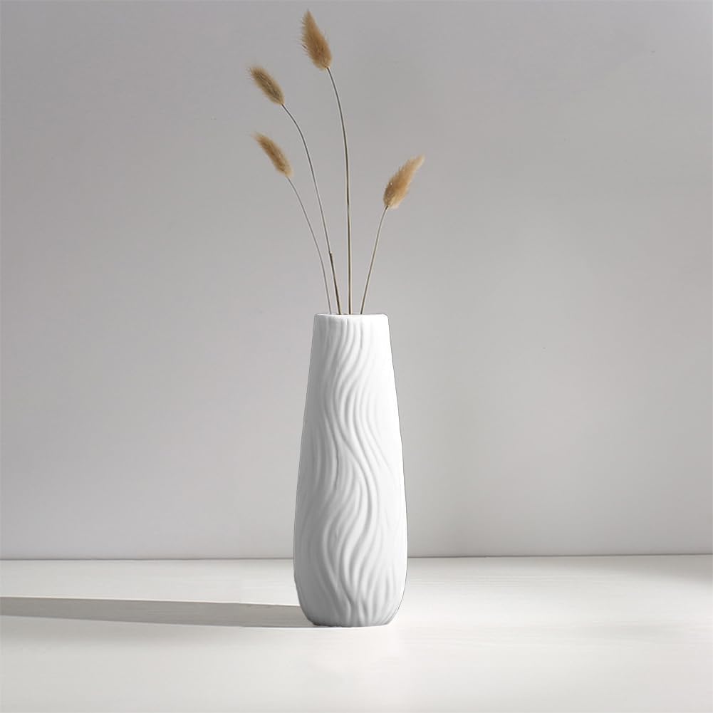 Ceramic Vase, 8" H, Artistic Flower Vase Classic Style for Fireplace Bedroom Kitchen Living Room Centerpieces Office Desk, Fit for Holding Dried Flowers, Artificial Flowers, Floral Arrangement