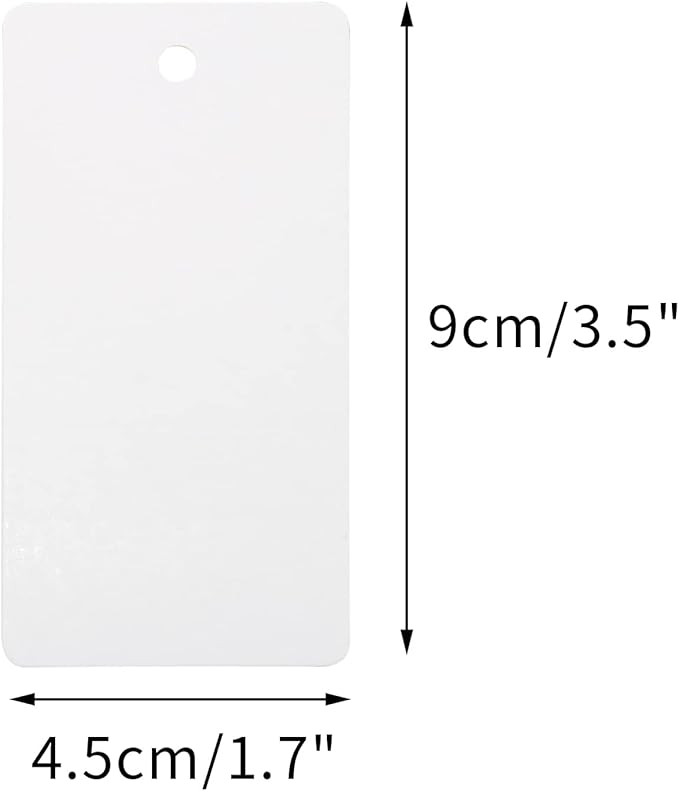 G2PLUS 100PCS Blank Gift Tags,3.5” x 1.7” White Kraft Paper Gift Tag with String, Rectangle Hanging Tags for Arts and Crafts Wedding Holiday, Teachers Day,Christmas,Thanksgiving,Party Favors