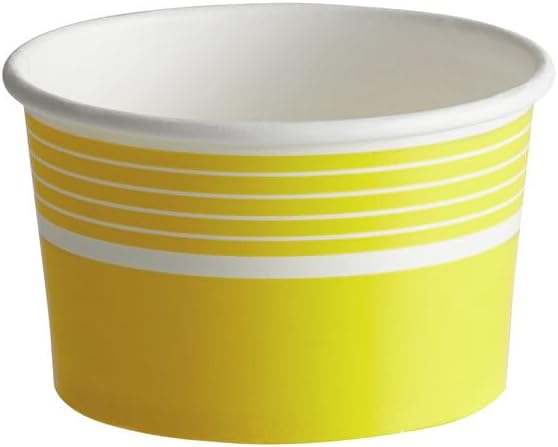 8 oz. Yellow Paper Frozen Yogurt Cups, Round Poly-Coated, 3 7/8" Top Diameter, No PFAS Added, 1000/Case