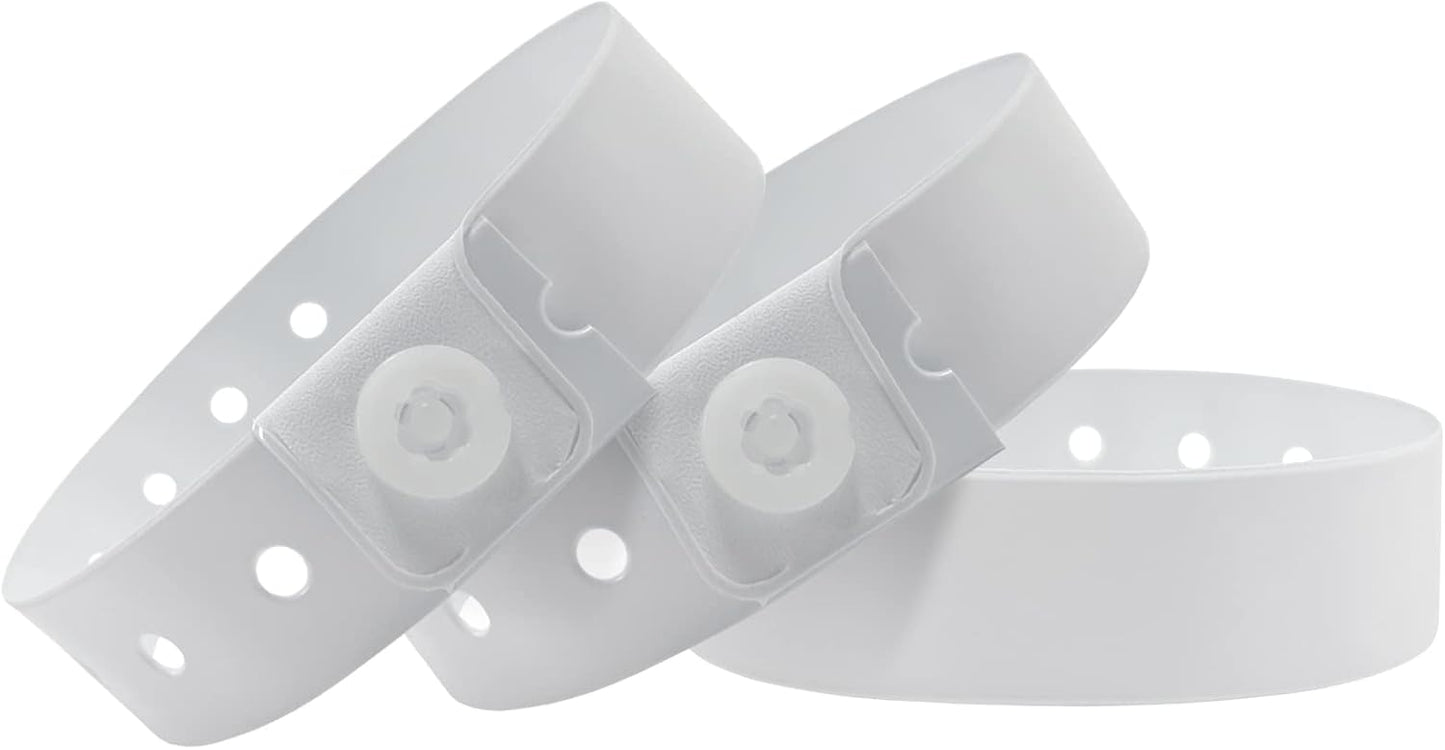 White Plastic Wristbands-500 Pack Colored Identification Wristbands for Events, Waterproof Lightweight Security Vinyl Wristbands for Party Concert Club Festival Entrance Admission