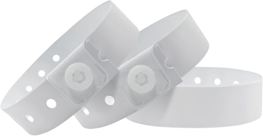 White Plastic Wristbands-500 Pack Colored Identification Wristbands for Events, Waterproof Lightweight Security Vinyl Wristbands for Party Concert Club Festival Entrance Admission