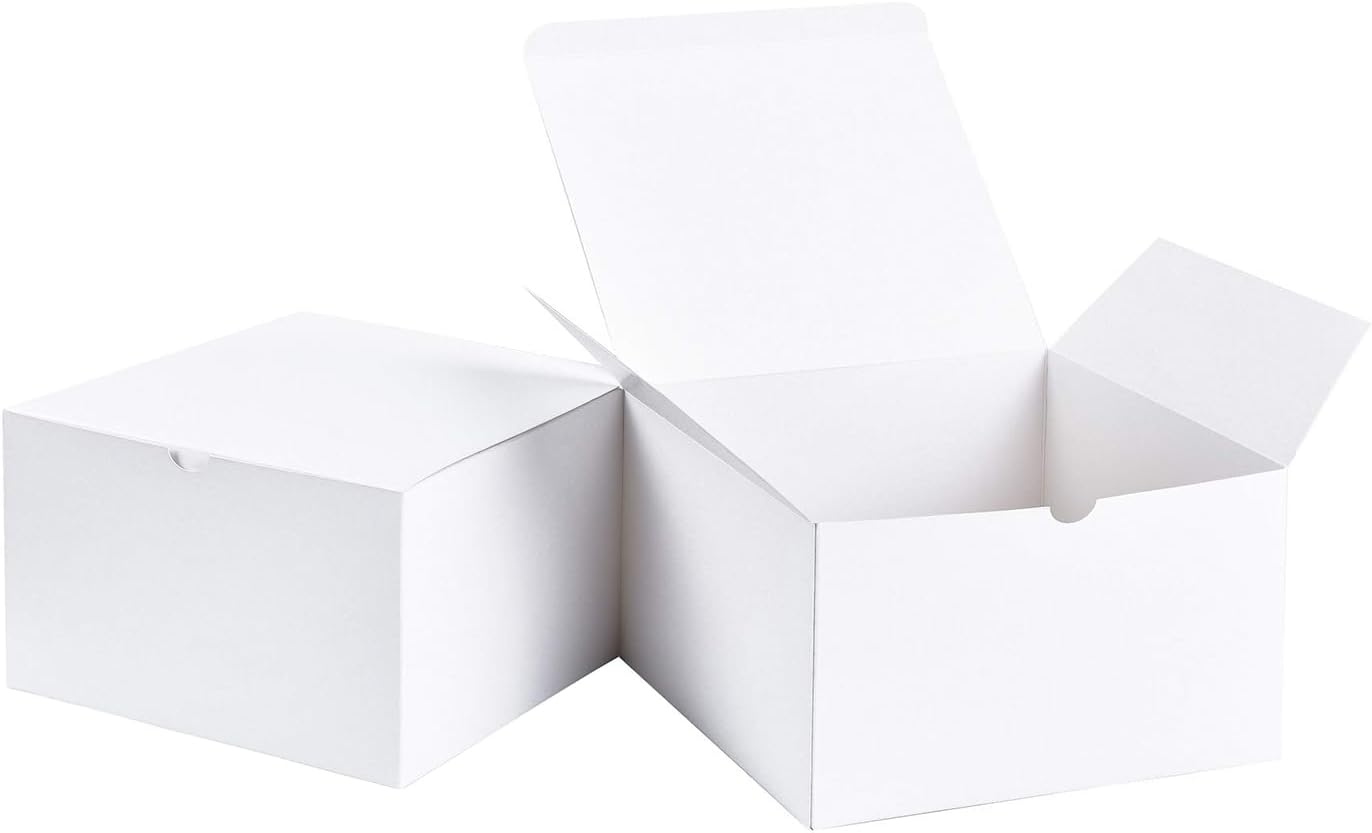 SHIPKEY 10 Pack White Cardboard Gift Boxes with lids | 9x6x5 Inches Boxes | Large Gift Box Suitable for Party, Wedding, Christmas, Holidays, Birthdays and All Other Occasions