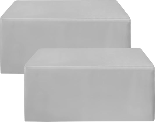 HolidayIdeas 2 Pack Fitted Table Clothes - 48 x 24 Inch - Silver Rectangle Tablecloths for 4 Foot Tables, Polyester Fabric Tablecloth for Parties, Birthday, Baby Shower, Trade Show, Wedding