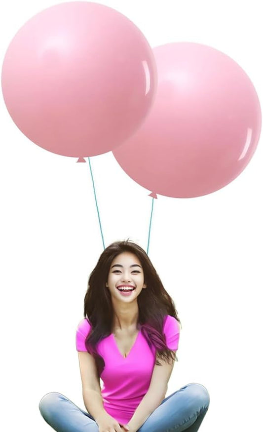 IN-JOOYAA 15Pcs 24 Inch Balloons Light Pink Giant Round Balloons Large Balloon For Wedding Baby Shower Birthday Party Decorations