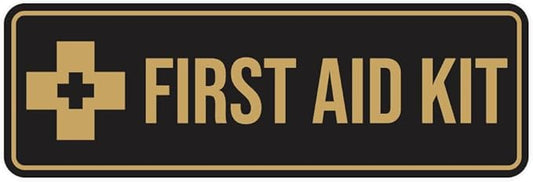 Standard First Aid Kit Sign (Black/Gold) - Small