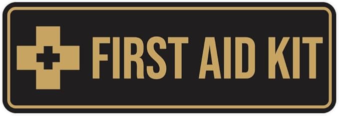 Standard First Aid Kit Sign (Black Gold) - Large (2 Pack)