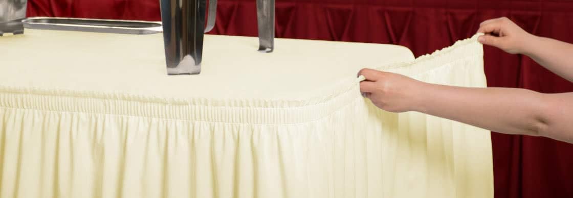 Surmente Ivory Table Skirt, 14ft Polyester Tablecloth for Weddings, Banquets, or Restaurants