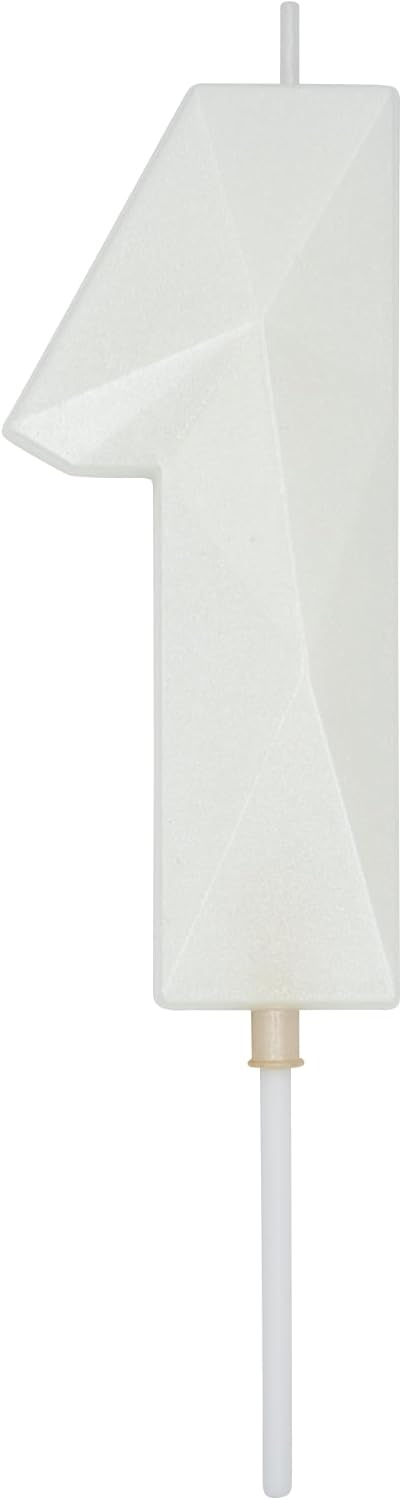 DERVENTA Large Birthday Candle Number 3D White 3.7 inch Party Celebration Anniversary Decoration Cake Topper 1 Piece (Number 1 White)