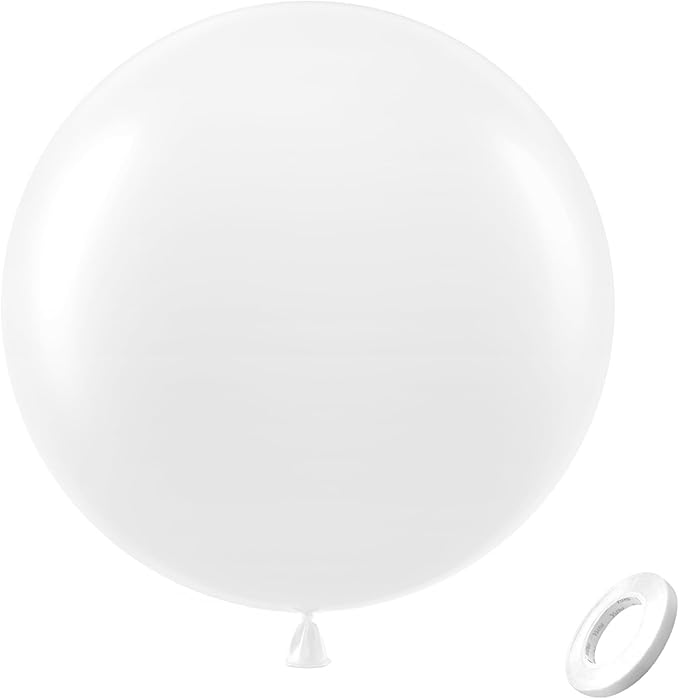Bezente Pearl White Giant Balloons 36 Inch - 8 Pack Jumbo Ivory Balloons Large Round Pearlescent White Latex Balloons for Christmas Anniversary Wedding Baby Shower Birthday Party Decorations