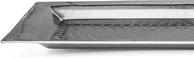 Silver Hammered Trays - Silver Serving Tray and Platters - Appetizer Tray - Chrome Rectangle Platters (2 Pack)