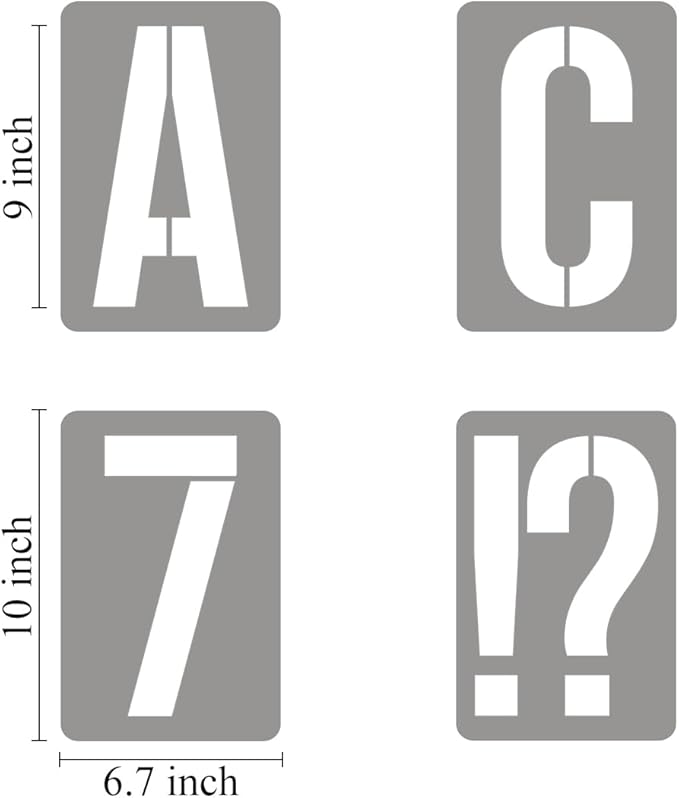 9 Inch Alphabet Letter Stencils for Painting - 42 Pack Letter and Number Stencil Templates with Signs for Painting on Wood, Reusable Numbers and Letters Stencils for Chalkboard Wood Signs & Wall Art