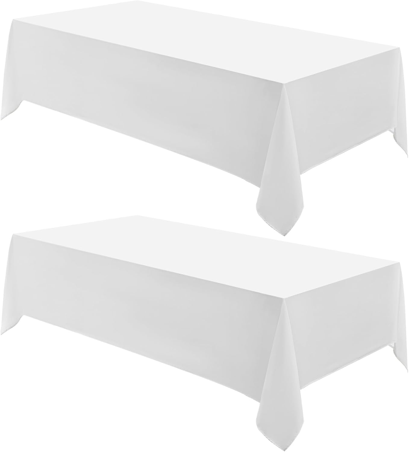 Rectangular Tablecloth 90x132 Inch - 2 Pack White Table Cloths Stain Resistant Decorative Washable Polyester Rectangle Tablecloths for Dining Table Banquets Buffet Parties and Wedding
