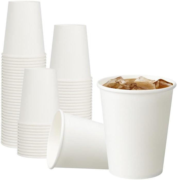 RACETOP 8 oz 100 Pack Disposable Paper Coffee Cups, Disposable Paper Cups, Hot Coffee Cups for Office, Party, Home