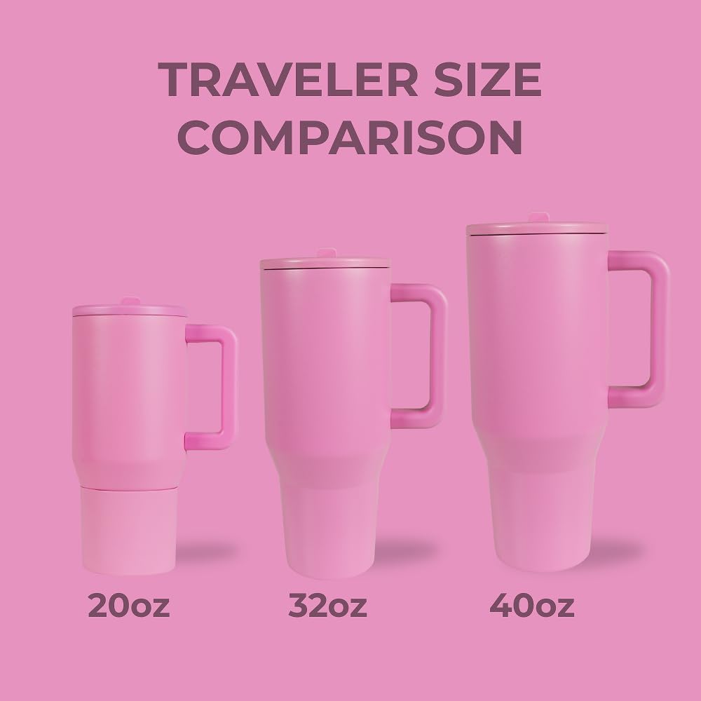 HydroJug Traveler - 32 oz Water Bottle with Handle & Flip Straw - Fits in Cup Holder, Leak Resistant Tumbler-Reusable Insulated Stainless Steel & Rubber Base - Gifts for Women & Men, Taffy