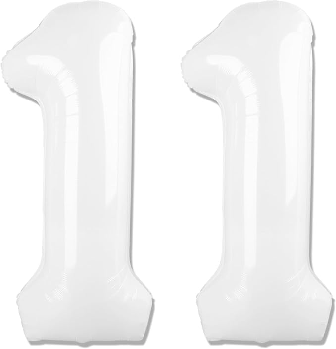 White Number 11 Balloon 40 inch, Translucent 11 Number Balloons, 11th White Birthday Decorations for Girls Boys, 11 Year Old Party Supplies