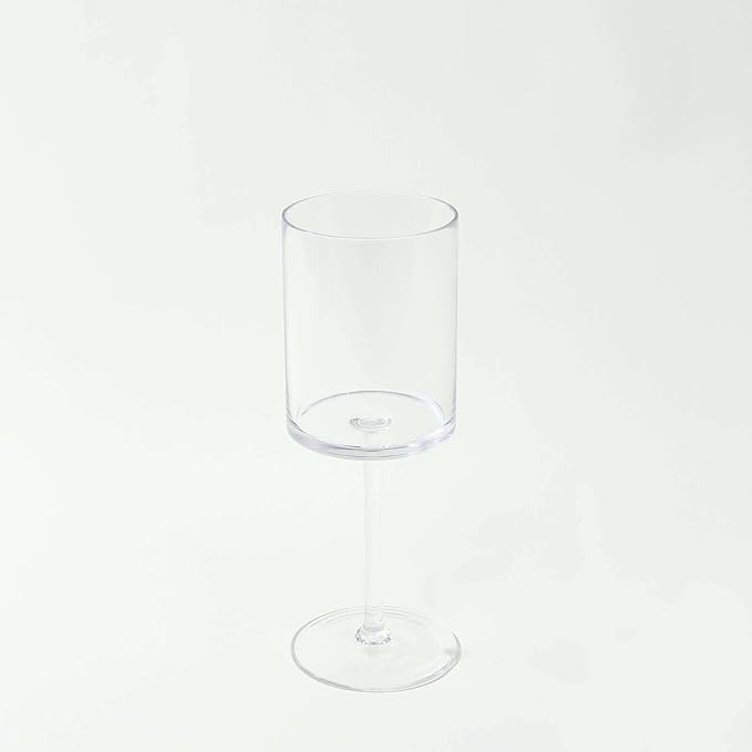 Efavormart 6 Pack Clear Plastic Square Wine Glasses With Long Stem, Shatterproof Reusable Cocktail Glasses - 10oz