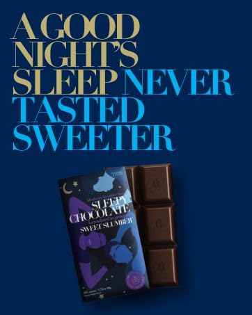 Sleepy Chocolate Bar – Premium Dark Chocolate with Chamomile, Passionflower & Melatonin for Restful Sleep, Vegan & Gluten-Free (1.5 oz (3) serving bar)