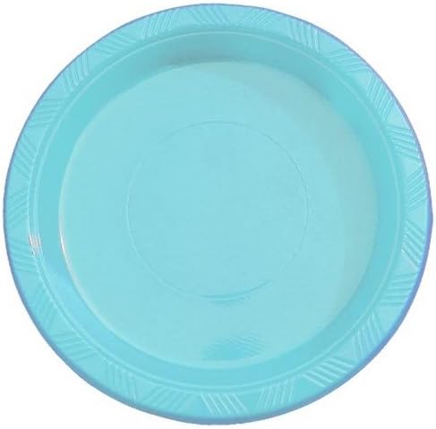 Exquisite Party Solids Light Blue Plastic Plates For Party Supplies 7" Light Blue Disposable Plates Heavy Duty 50 Pcs Plastic Dinnerware Sets Heavy Duty 350 GSM Disposable Dinnerware Set