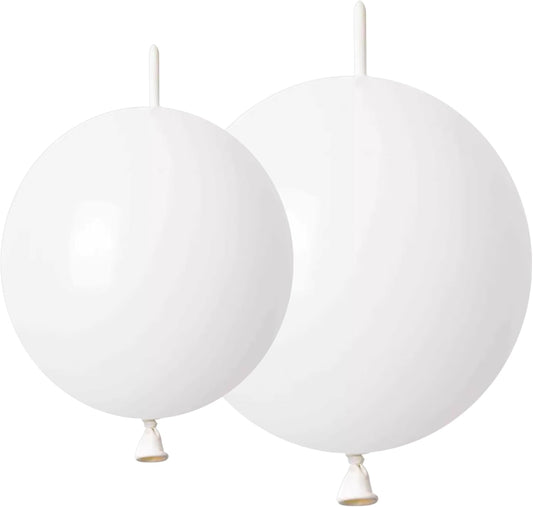 White Link Balloons 6 & 12 Inch – 120 Pcs Latex Linking Balloons for Wedding & Baby Shower Decor