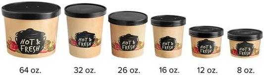 8 oz. Round Poly-Coated Paper Soup Cup with Vented Lid, Medley Print Design, 250 Count Case