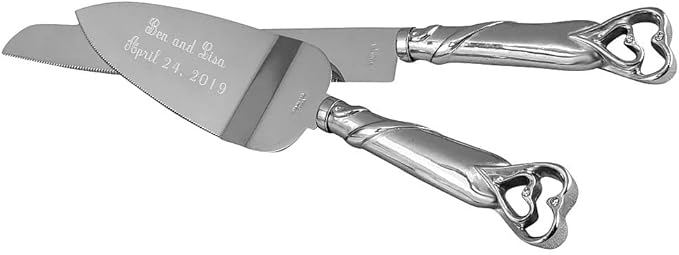 GIFTS INFINITY Personalized Wedding Cake Knife and Server Set with Engraving – Cake Cutting Utensil Set, Keepsake Gift for Wedding, Anniversary, Reception, Birthday & Other Occasions (2541)