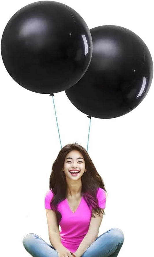 IN-JOOYAA 15Pcs 24 Inch Balloons Black Giant Round Balloons Large Balloon For Wedding Baby Shower Birthday Party Decorations