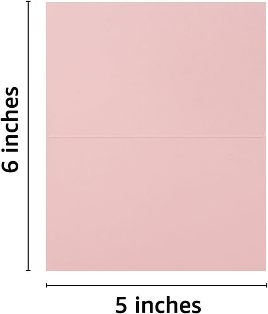 50 Pack Blank Cards Folded Cardstock Thank You Blank Greeting Cards for Invitations, Wedding, Greeting Cards, All Occasion DIY (Pink, 3x5)
