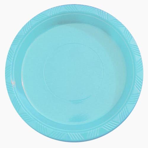 Exquisite Party Solids Light Blue Plastic Plates For Party Supplies 7" Light Blue Disposable Plates Heavy Duty 50 Pcs Plastic Dinnerware Sets Heavy Duty 350 GSM Disposable Dinnerware Set