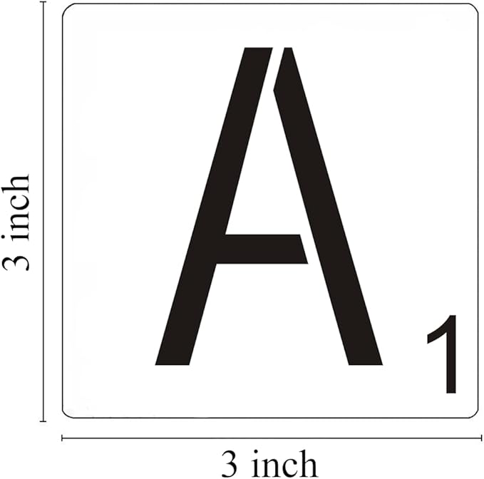 Scrabble Tile Letter Stencils 3 Inch - 28 Pack Scrabble Style Alphabet Stencil Templates for Painting on Wood, Reusable Plastic Stencils for Crafts Making & Wall Art Decorations
