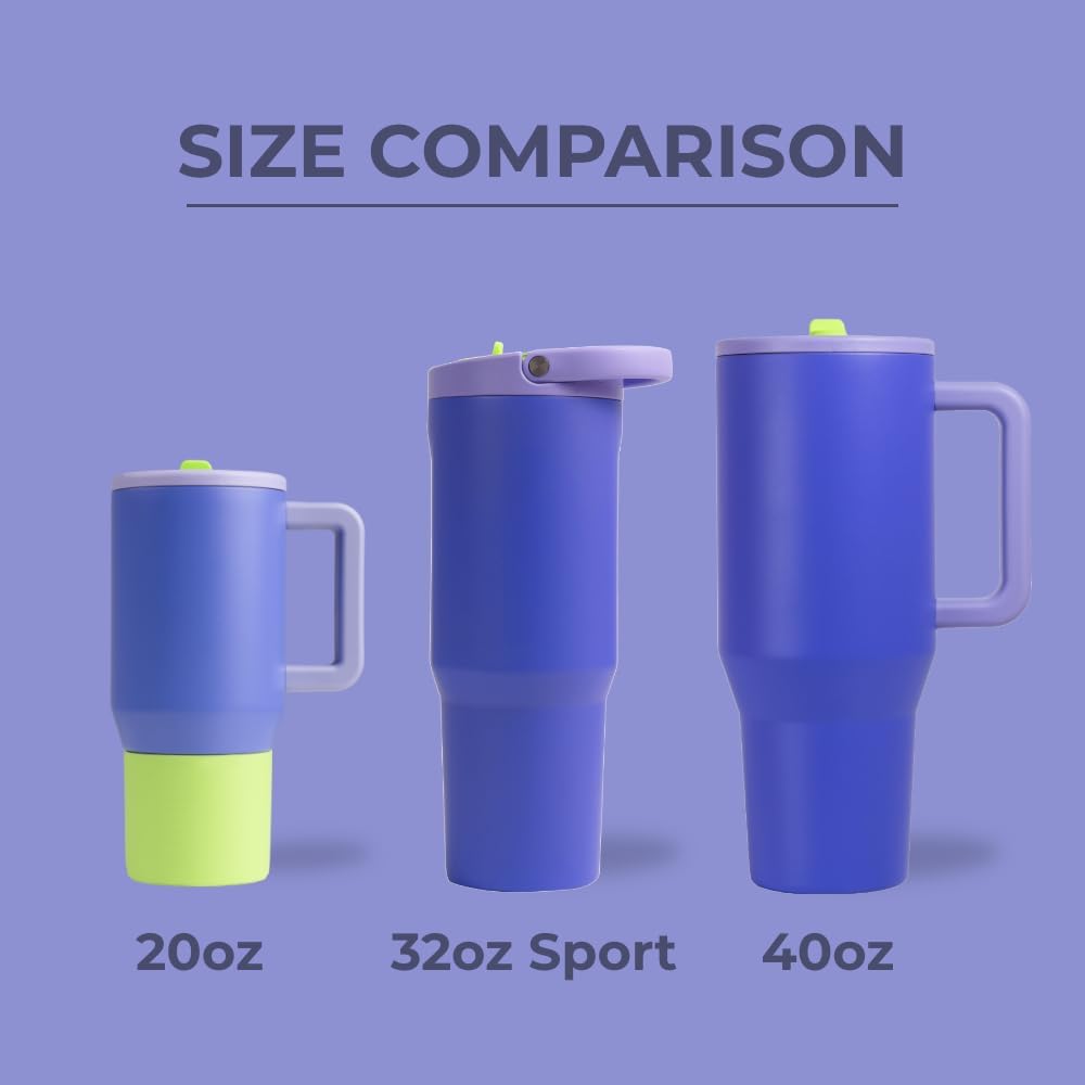 HydroJug Sport - Stainless Steel Tumbler with Straw, Vacuum Insulated, 32oz Leakproof Water Bottle, Ergonomic Design, Reusable, Dishwasher Safe, Rubber Base, Durable for Gym or Outdoors, Lime Rickey